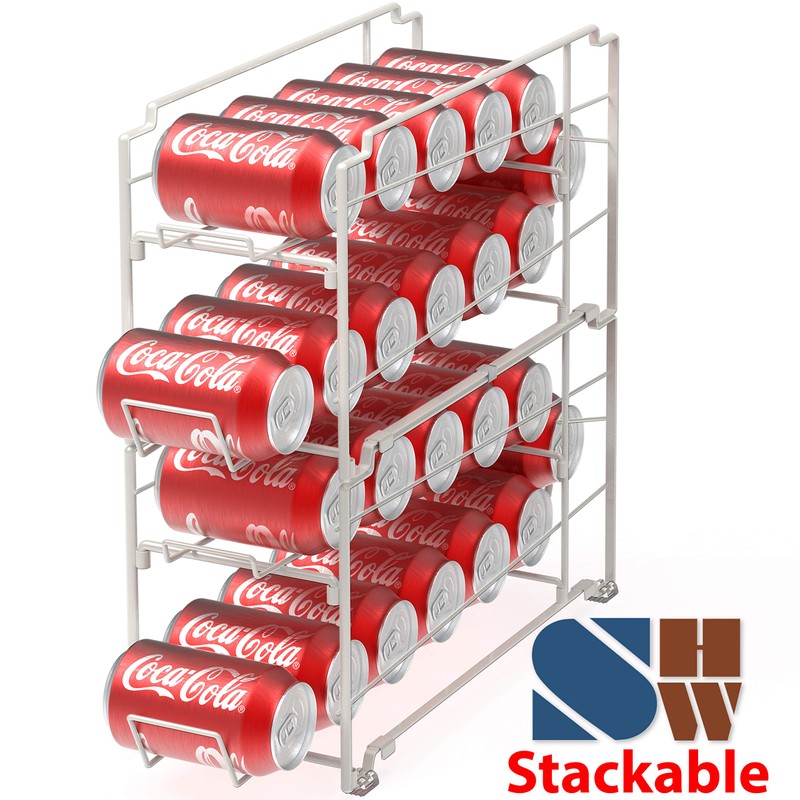 Simple Houseware Stackable Beverage Soda Can Dispenser Organizer Rack, White