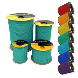 EdcX 4mm Nylon Paracord 550 50m (165 feet) - Type III, 100% Nylon Rope, 7 Strand Rope, 4mm Nylon Rope in Solid Colors (Emerald Green, 50 m)