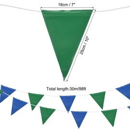 MECCANIXITY 98ft 45pcs Caution Pennant Banner Flags Perimeter Marking Safety Flag for Traffic Construction Warning, Blue Green