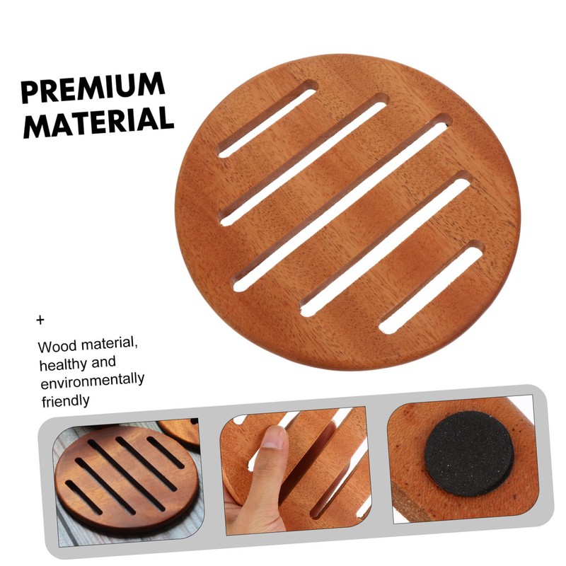 Ciieeo 1Pc Wooden Cup Mat Heat Insulation Pot Pad Nonslip