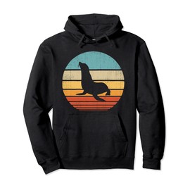 Sea Lion Retro Vintage 60s 70s Sunset Seal Animal Lovers Pullover Hoodie