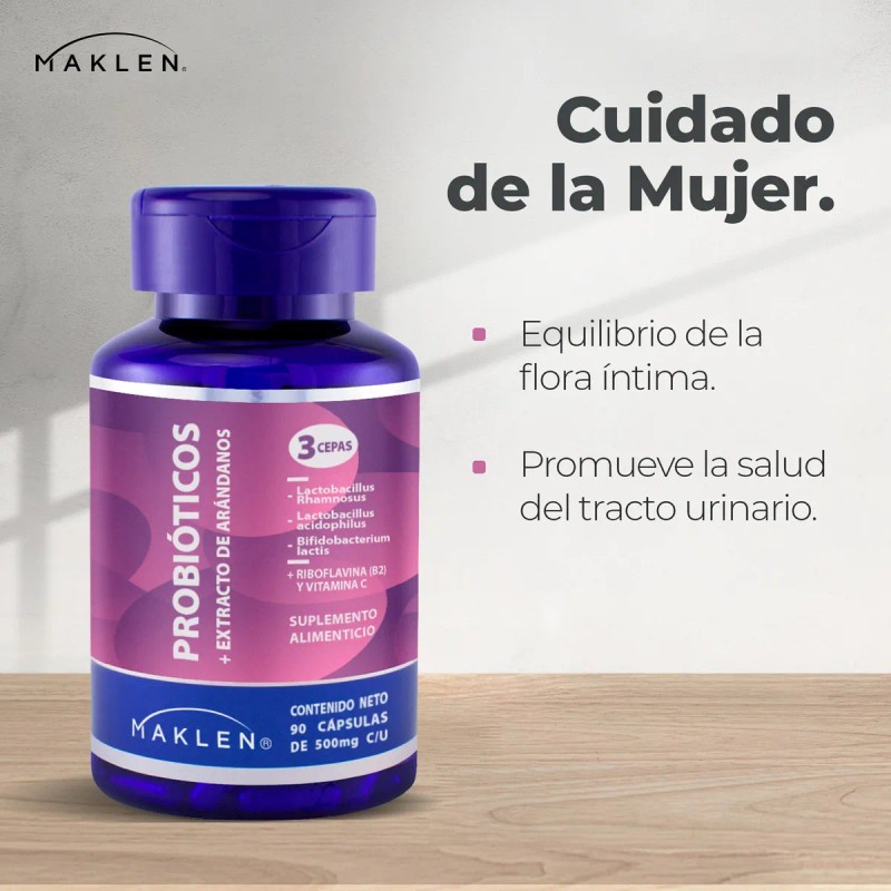 Probióticos Femeninos | 90 Cápsulas | Maklen Sabor Sin sabor