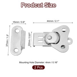 uxcell 2 Pcs Butterfly Twist Latch, 2.1 Inch Stainless Steel Butterfly Buckle Latch Keeper Toggle Clamp Twist Latch for Case Box Flight Cases Equipment Boxes, Silver