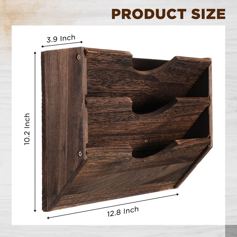 RattanView 3 Wall Wood File Organizer Hanging File Organizer for