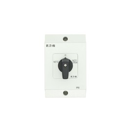 Eaton 218985 Switchover Switch, Contacts: 8, 20 A, Front Plate: Mains 0 Emergency Current, 45 Degrees, Locking, Assembly