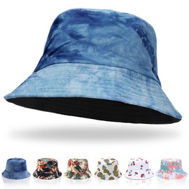 Keho Bucket Hats Women - Reversible Cotton Summer Beach Sun Hats Foldable Fisherman Hat for Travel Beach Hiking UK DarkBlue