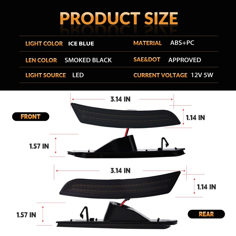 DERMOKA LED Side Marker Lights Front Rear Bumper Parking Signal