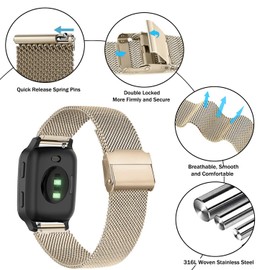 Issinlky Metal Bracelet for Garmin Venu Sq/Garmin Venu 2 Plus/Garmin Vivoactive 3/Vivoactive 5, 20 mm Stainless Steel Strap for Garmin Venu/Vivomove 3/Vivomove HR/Vivoactive 3 Music/Forerunner 55 245