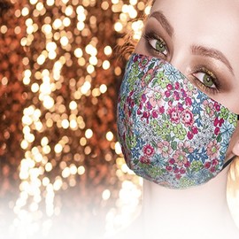 Spring Summer Autumn Cotton Cloth Flower Fashion Cozy Mask 14 - Big Flower Gray 10ea