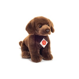 Teddy Hermann 91958 Dog Labrador Sitting Dark Brown 9,8"/25 cm, Soft Toy, Plush Toy