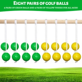 Sweetfularyeen Pack of 8 Ladder Golf Outdoor Golf Training Balls, Connected with Nylon Cord, Not Easily Tangled, Golf Ladder Practice Balls, Durable, for Throwing Games, Ladder Golf Balls (Yellow +