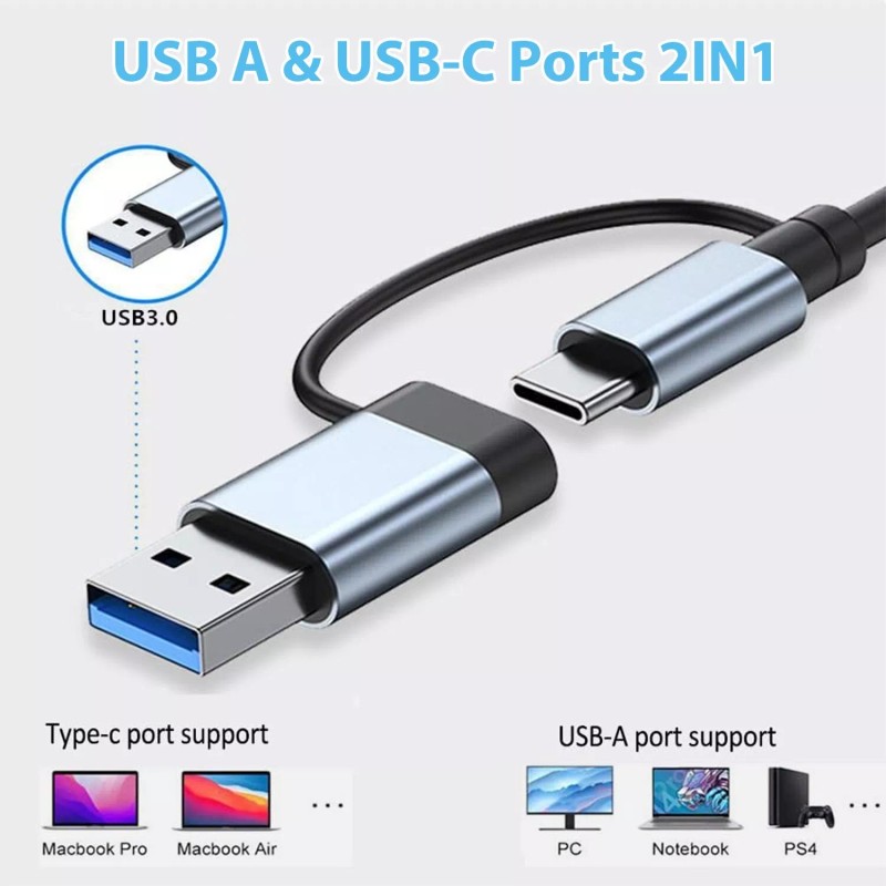 Universal 8-in-1 Laptop Hub - USB C Adapter with Power