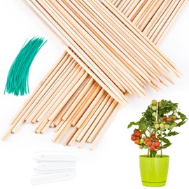 PERSZEN Plant Stakes 50 PCS Garden Bamboo Sticks Plant Support Stakes for Indoor and Outdoor Plants, Wooden Sign Posting Flower Pot Garden Stakes(15" 25pcs+17" 25pcs)