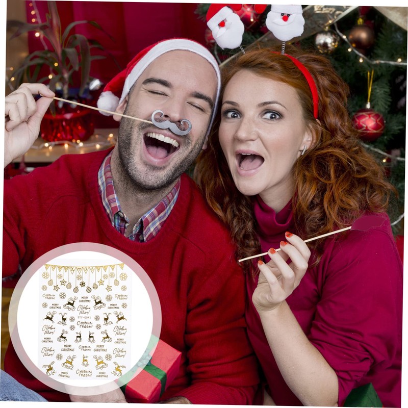 Healeved 3sets Cartoon Christmas Nail Art Stickers 3D Press Nails