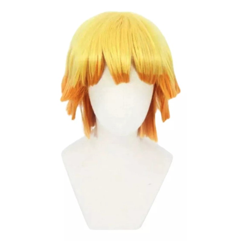 Lymalimoon Peluca Dorado Amarillo Y Naranja Zenitsu Anime Cosplay