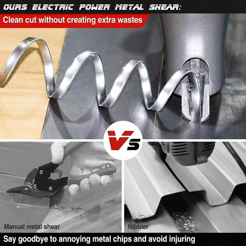 SHALL Electric Metal Cutting Shear, Corded Sheet Metal Cutter, Variable