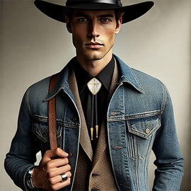 HLYMPONY Bolo Tie for Men Western Cowboy Cowgirl Vintage Native American Cross Bolo Tie for Women (Gold)