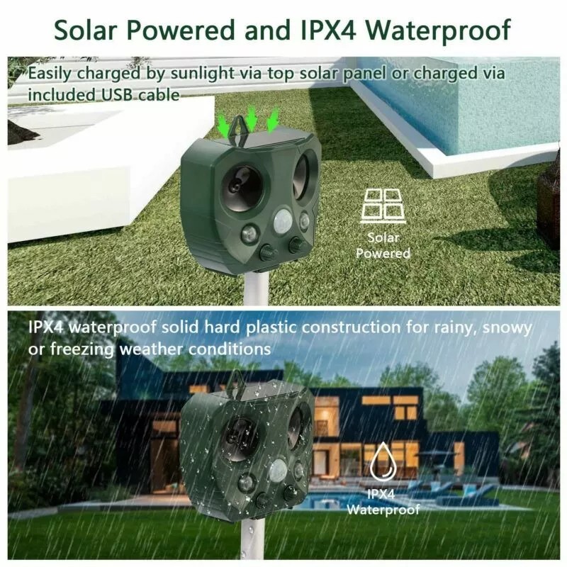 iMountek Animal & Pest Repeller Ultrasonic Solar Powered Sensor w/