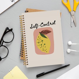 Ecezatik Fruit of the Spirit Self-Control Lemon Notebook Journal, Christian Notebook Journal, Inspirational Christian Gifts for Women, Cute Office Supplies, Spiral Notebook 5.5x8.3