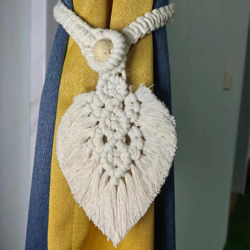 2Pcs Soft Rope Tassel Curtain Pull Backs Fashionable Hand Knitting