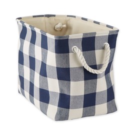 DII Buffalo Check Storage Collection Collapsible Bin with Handles, Medium Rectangle, 16x10x12, Navy & Off-White