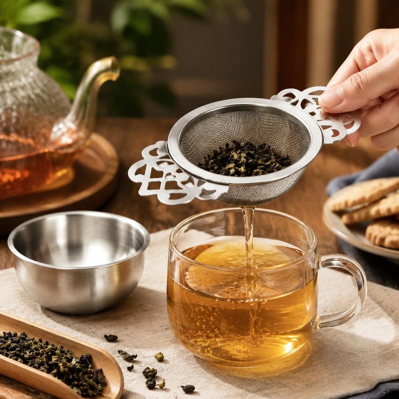 Tea Strainer Stainless Steel, Fine Mesh for Loose Tea with