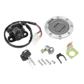 1 Set Motorcycle Ignition Switch Cylinder Fuel Gas Tank Cap Cover Lock Seat Lock w/ 2 Keys for Yamaha YZF R1 R6 1992-2012 for Yamaha FZ1 R6S FZ6 FJR1300 Motor Bike Lock Ignition Starter Switch Set