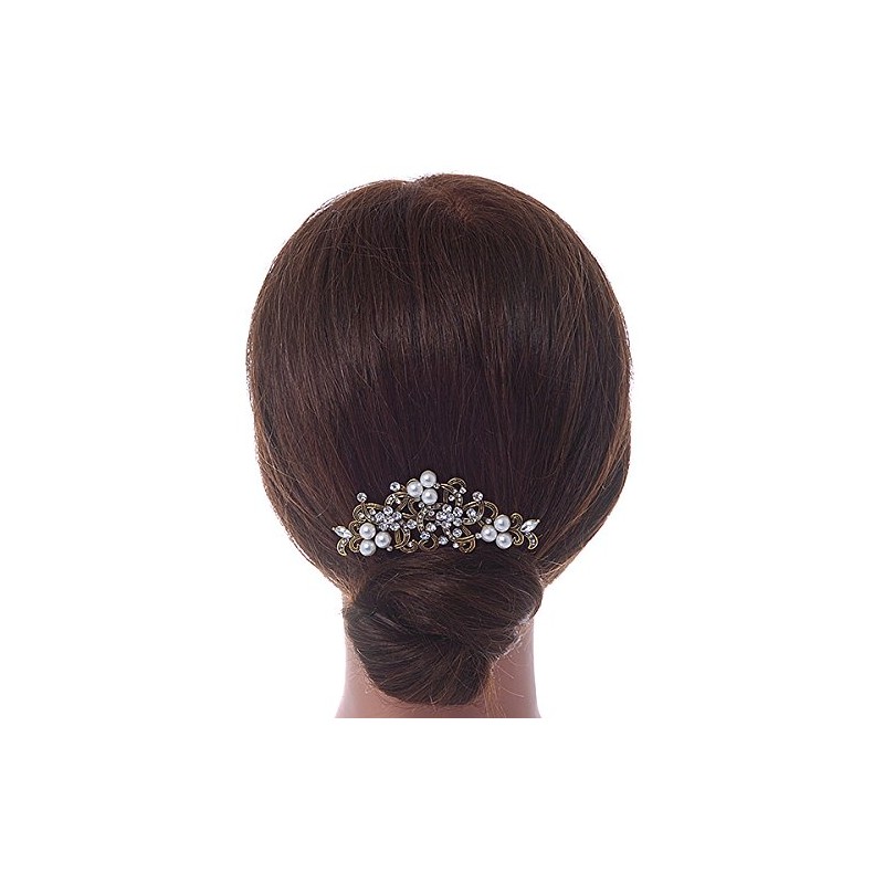 Vintage Inspired Clear Austrian Crystal White Glass Pearl Side Hair