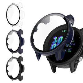 Protective Case Compatible for Garmin Forerunner 955/955 Solar Case Screen Protector Cover PC Case with HD Tempered Glass Bumper Shell for Forerunner 955/955 Solar (3 Pack)