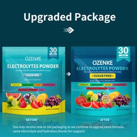 OZENKE Electrolytes Powder Packets, 30 Sticks Hydration Packets Sugar Free, Electrolyte Drink Mix Travel Electrolyte Packets for Rapid Hydration, 6 Flavors