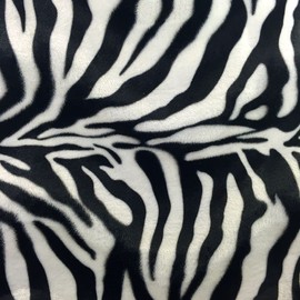 Fashion Fabrics LLC White Big Zebra Velboa Faux Fur Fabric- Sold by The Yard