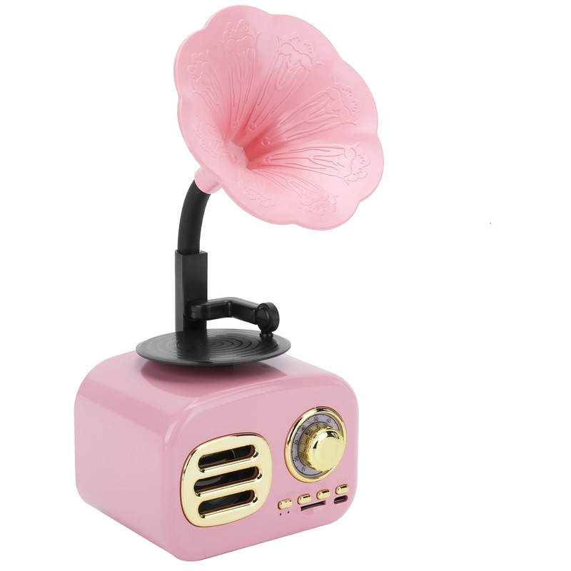 Portable Phonograph Vintage Retro Bluetooth Speaker Loudspeaker Box Equipment Accessorypink