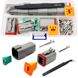 Twippo 6 Pin Deutsch Connector Kit 3 Sets, Gray DT Connector Kit, 6 Pin Automotive Waterproof Wire Connectors, Electrical Connectors Kit with 16# Stamped Contacts for Car, RV, Truck Wiring 22-16AWG