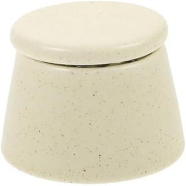 Vaso Dappen Beige con Tapa de Cerámica para Uñas para Manicura Mezcla de Polvo Acrílico y Glitter, Uso en Nail Art Kit, Diseño Delicado para Técnica Profesional