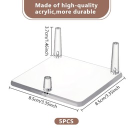 AHANDMAKER Pack of 5 Stone Display Stands 3 Pegs Acrylic Square Display Easel Stands for Geodes Mineral Holder Small Collectibles Display Stand for Presentation of Geodes