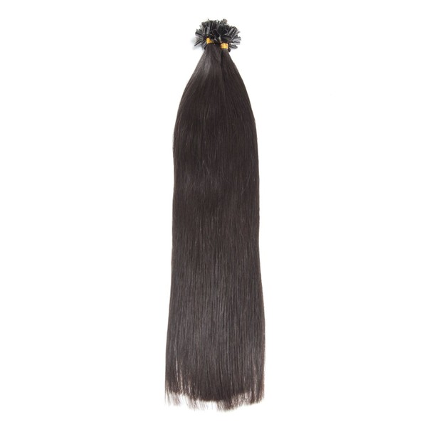 Natural black bonding extensions made from 100% Remy human hair - 100 x 1g 60 cm smooth strands - long hair with keratin bondings U-tip as hair extension and hair thickening in colour #1b natural black.