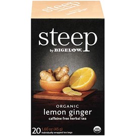 steep Organic Lemon Ginger Herbal 20 Count Box, Certified Organic, Gluten-Free, Kosher Tea in Foil-Wrapped Bags
