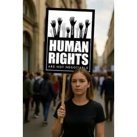 Human Rights Are Not Negotiable Protest Sign, Anti-Trump Resistance, Political Activist Poster, Rally Sign, Resist Fascism Protest Poster