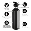 Volhoply Black Stainless Steel Water Bottles,24 Ounce Vacuum Insulated Double