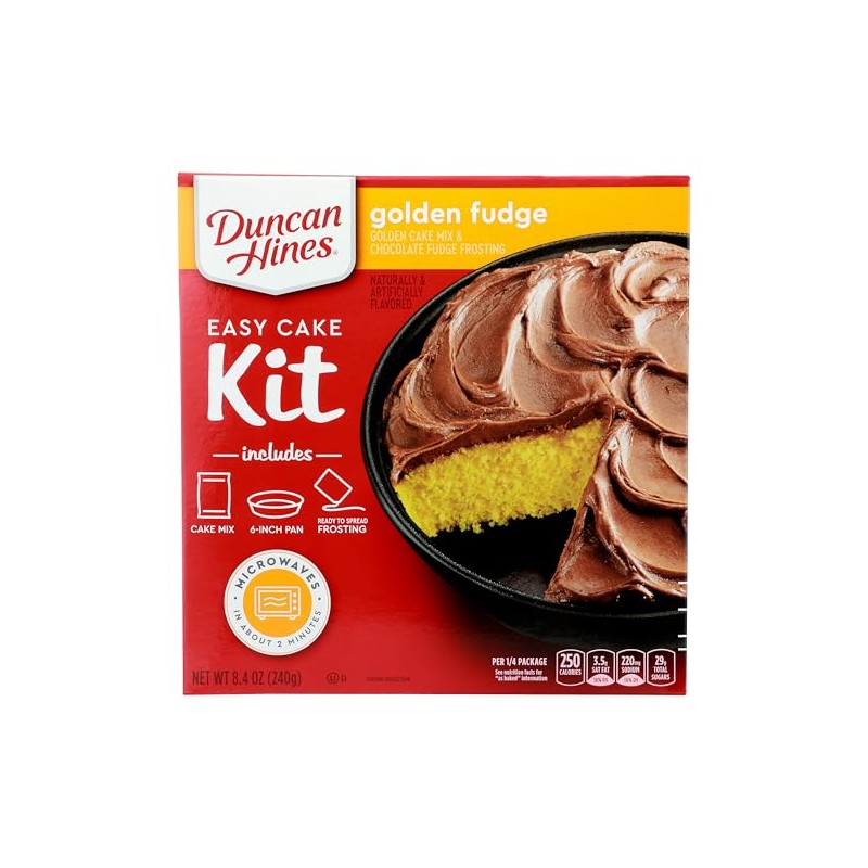 Duncan Hines Easy Cake Kit Golden Fudge Cake Mix, 8.4