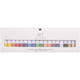 Rico Design Art Artist Acrylic Paint Set Basic - 18 Colours Each 12 ml Tubes - Painting Paint for Beginners, Professional Artists, Children & Adults