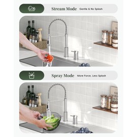 APPASO 2-Hole Kitchen Faucet with Pull Down Sprayer, Spring Kitchen Sink Faucet with Separate Handle, SUS304 Stainless Steel Commercial Faucet for Kitchen Sink, Brushed Nickel