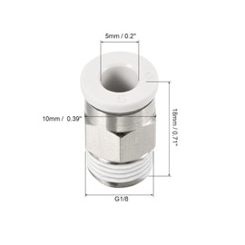 PATIKIL G1/8 Push to Fit 5mm OD Hose Connect Fittings, Straight Coupling Adapter for Gas Pneumatic Air Flow Transition, White & Silver Tone