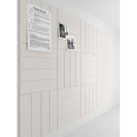 Fluxynara Felt Bulletin Board Tiles Large 48" x 36" Cork Board Alternative-12 Pack with 70 Adhesive Tabs, Thick Slat Wall Panels for Office Decor, Push Pin Board Wall Organizer Alternative -Oatmeal