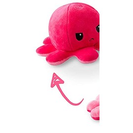 TeeTurtle - The Original Reversible Octopus Plushie - Light Pink + Dark Pink - Cute Sensory Fidget Stuffed Animals That Show Your Mood