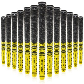 Golf Grips,Standard MultiCompound Hybrid Golf Club Grips All-Weather Control Thread Technology Rubber,13 Grips(Yellow,standard)