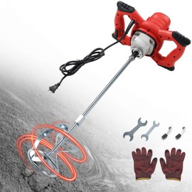 CALCHELE Cement Mixer, 110V Handheld Mud Mixer with 6 Speed, 2100W Electric Concrete Mixer for Paint Mortar Fodder Mixing Drywall Grout Plaster
