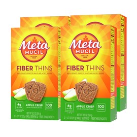 Metamucil Metamucil, Fiber Thins, Daily Psyllium Husk Fiber Supplement, Supports Digestive Health and Satisfies Hunger, Apple Crisp Flavor, 48 Total Servings (4 Packs of 12)