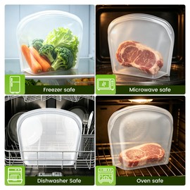 HE-SANQI Reusable Silicone Food Storage Bag, Extra Large 124oz/3500ml Stand Up Sandwich Containers Leakproof for Oven, Microwave, Sous Vide & Freezer Bags for Meal Prep BBQ Camping Picnic Organization