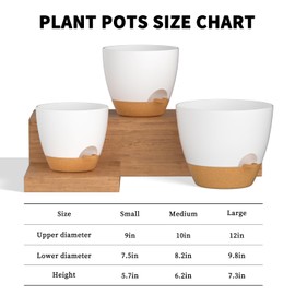 FIASON Plant Pots Self Watering Planters 12/10/9 Inch Plastic Flower Pot with Drainage Holes and Watering Lip for Indoor Outdoor Plants (3 Pack，White)
